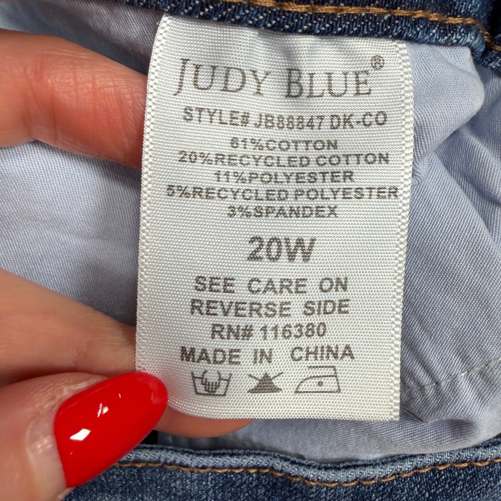 Judy Blue 20W Retro Wide Leg Jeans High Rise Medium Wash JB88847 DK-CO Stretch - Picture 9 of 16